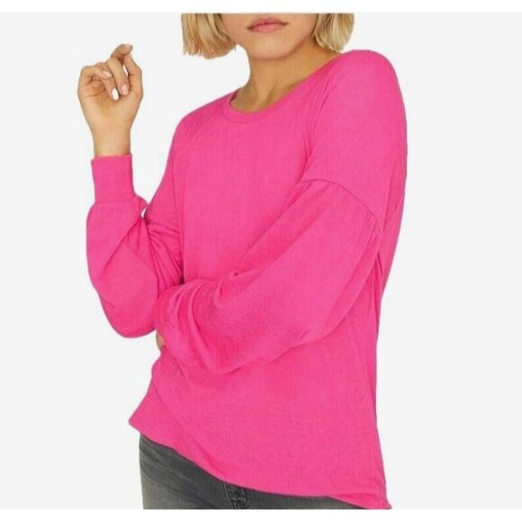 Sanctuary Sweater Size XXL Hot Pink Puff Sleeve Drop Shoulder Knit T2671-KS289 - Picture 7 of 8